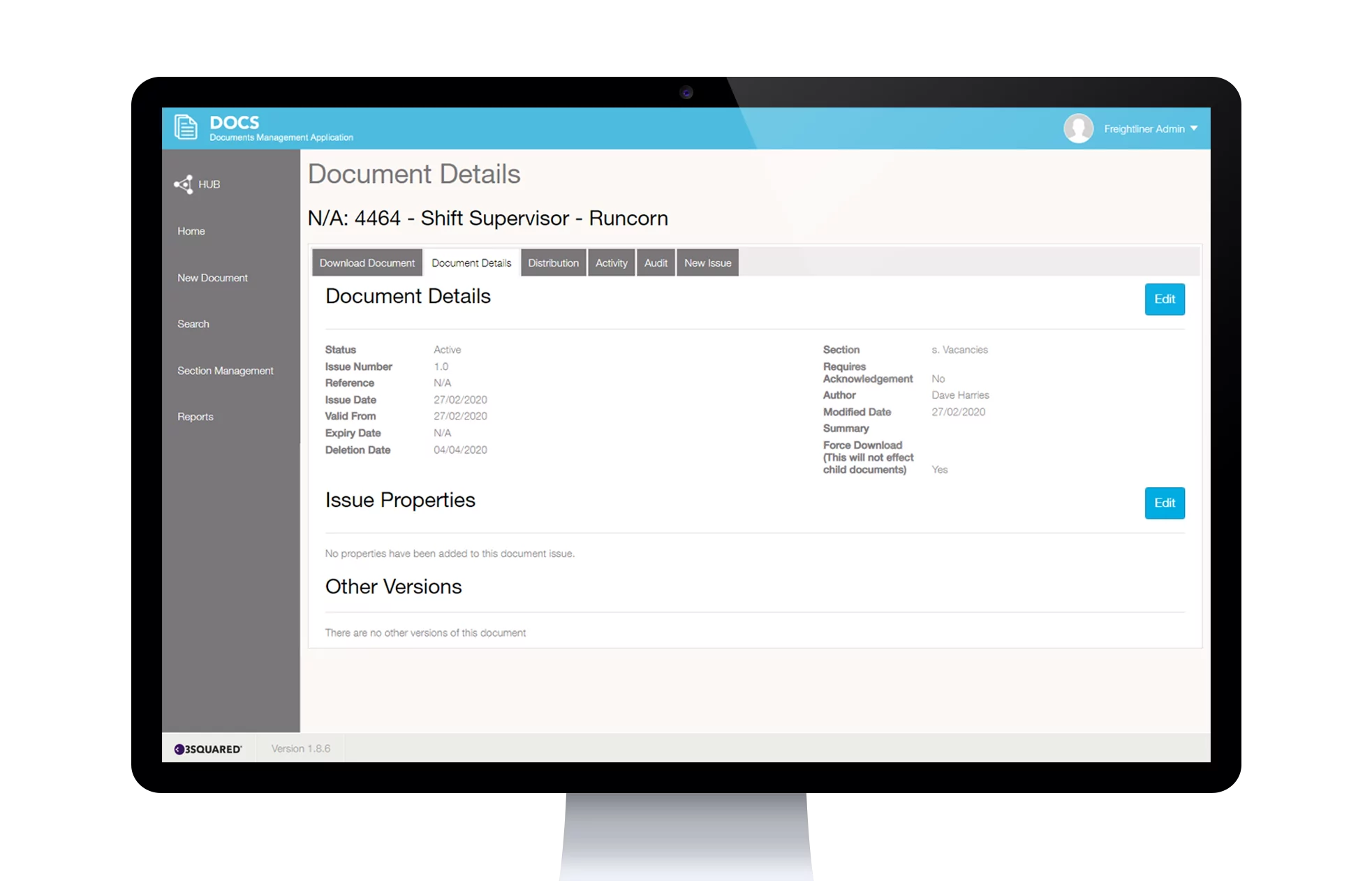 RailSmart DFH Software on PC Screen
