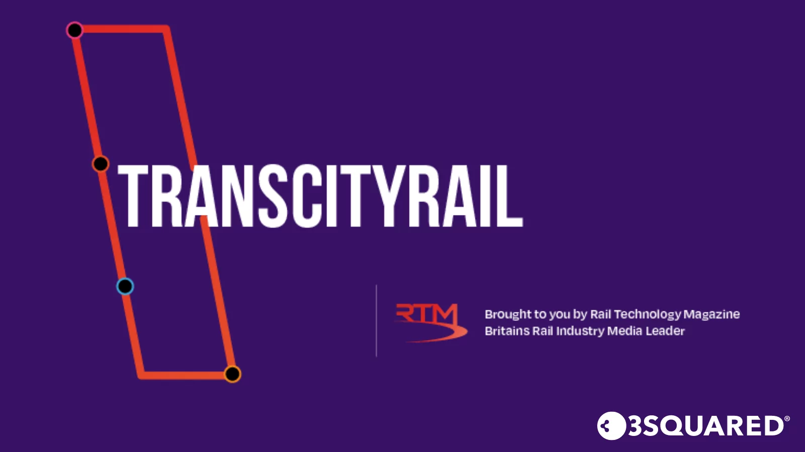 TransCityRail Midlands logo and 3Squared logo on a purple background.